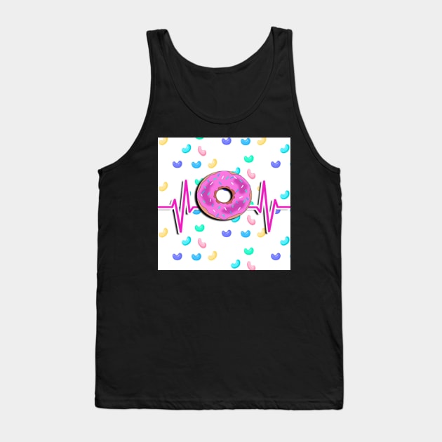 Dessert Lovers Custom Gifts, Pink Donut Pastel Sprinkles & Candy Background Cute Funny Gift Tank Top by tamdevo1